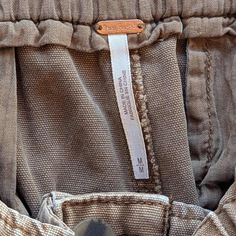 Free People Margate Drawstring Paperbag Pants Khaki Sz S - Picture 7 of 10